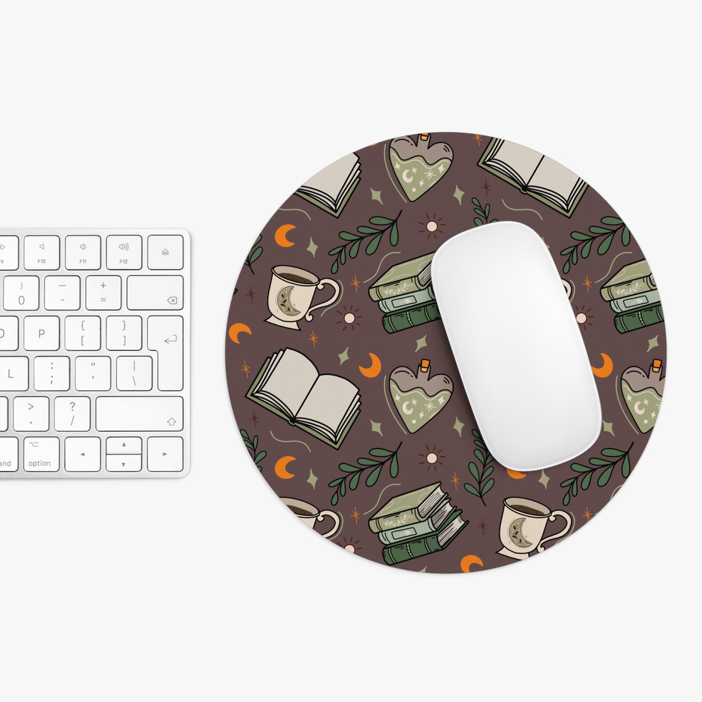 Cozy Bookish Witch Mouse Pad | Dark Academia Office Decor