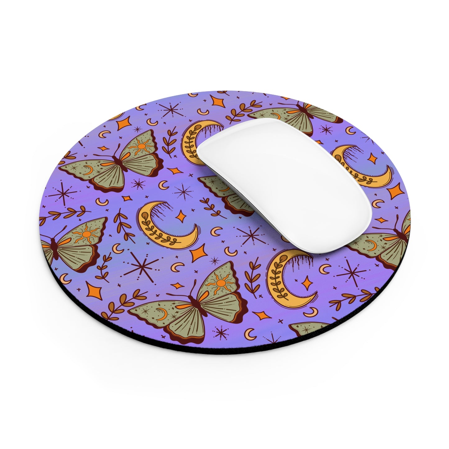 Whimsical Cottagecore Mouse Pad | Butterfly and Moon Desk Accessory
