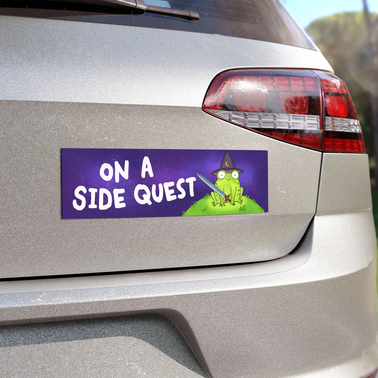On A Side Quest Car Bumper Sticker Magnet, Cute Fantasy Frog Lover Magnet, ADHD Funny Bumper Magnet, Mystical Fantasy Reader Gift, DND Dungeon Master
