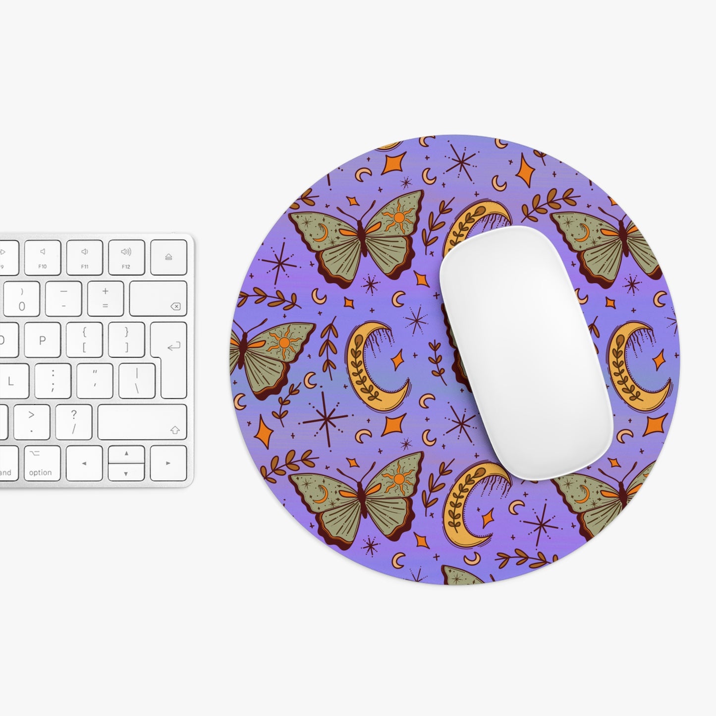 Whimsical Cottagecore Mouse Pad | Butterfly and Moon Desk Accessory