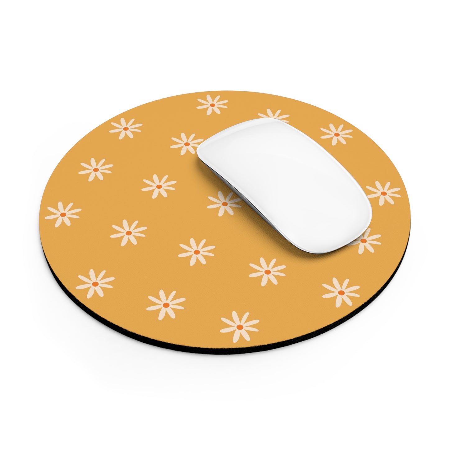 Yellow Daisy Pattern Mouse Pad, Retro Floral Desk Mat