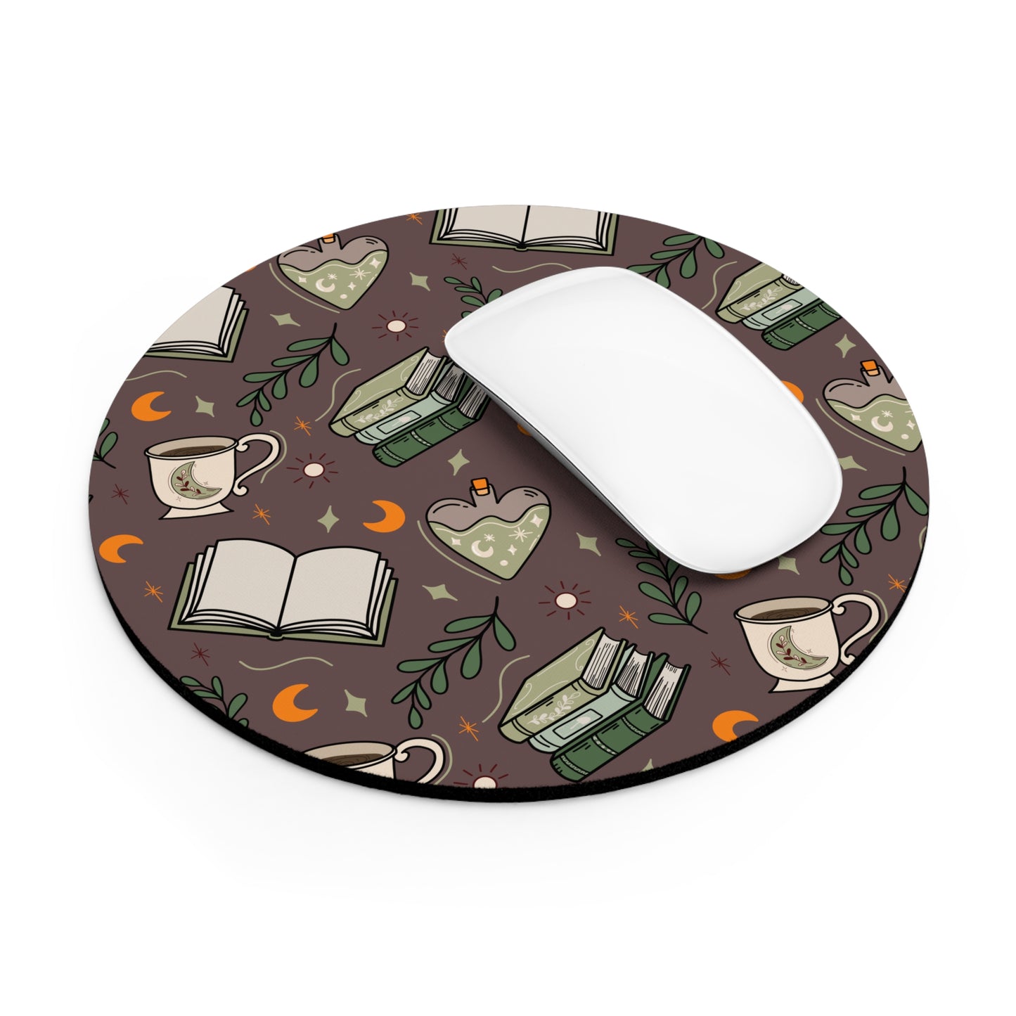 Cozy Bookish Witch Mouse Pad | Dark Academia Office Decor