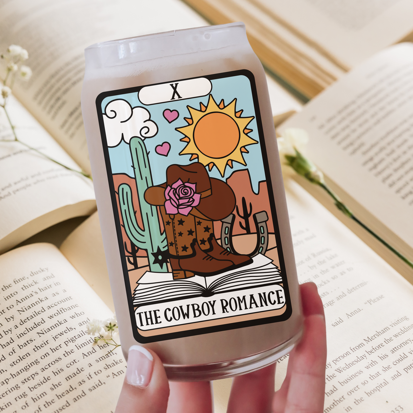 The Cowboy Romance Bookish Tarot Card Glass
