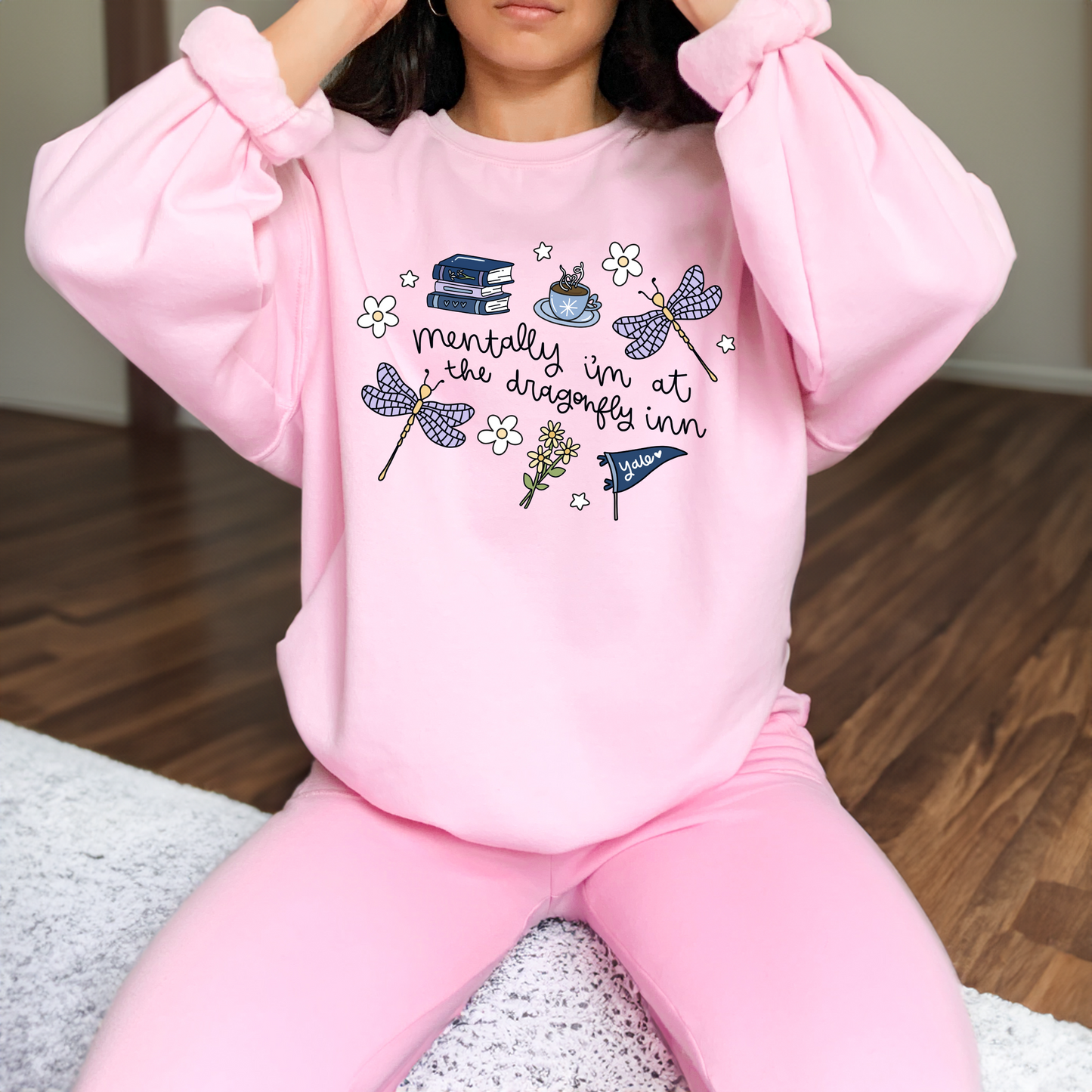 Mentally Im at the Dragon Fly, Stars Hallow Crewneck Sweatshirt
