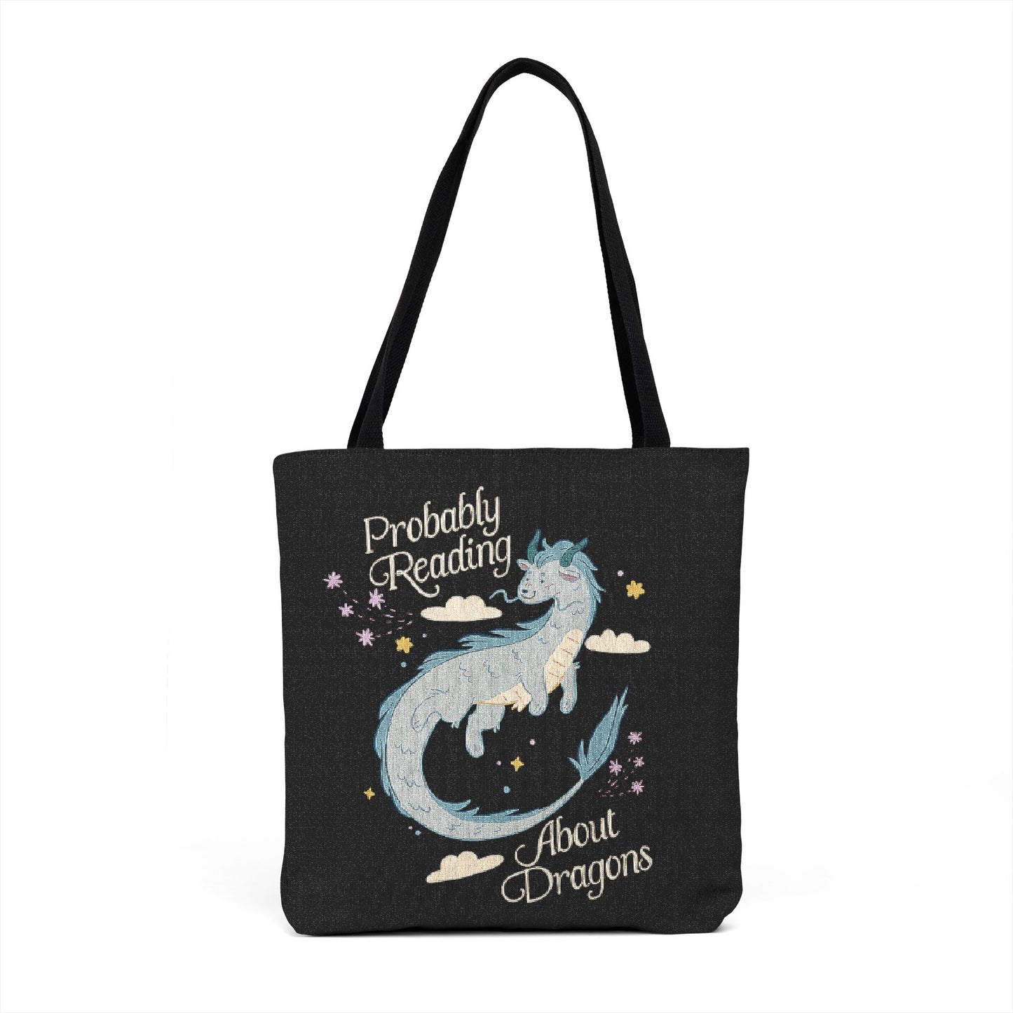 Probably Reading About Dragons Bookish Woven Tote