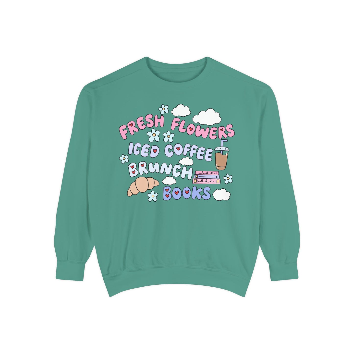 Books and Brunch Sweatshirt | Flowers and Iced Coffee Spring Bookish