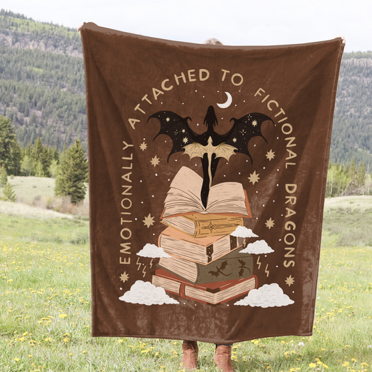 Emotionally Attached to Fictional Dragons Plush Bookish Blanket
