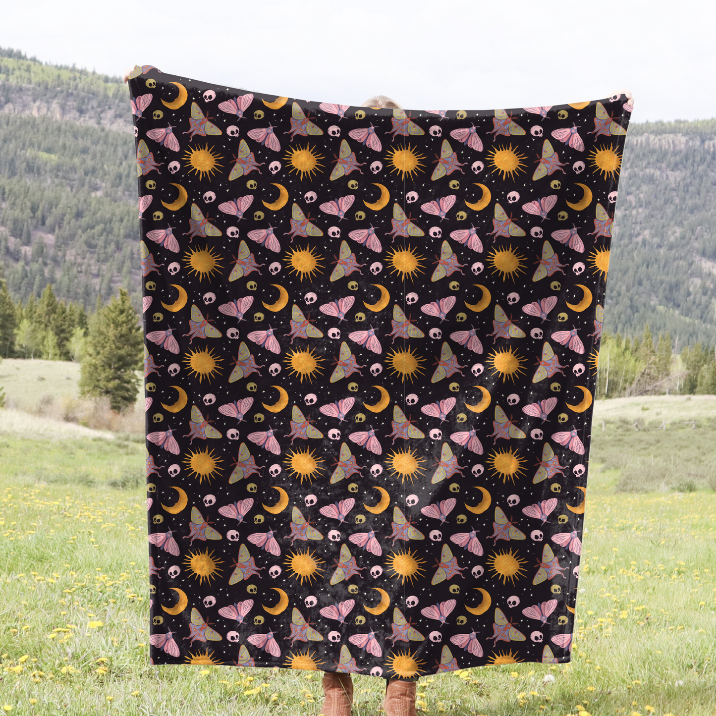 Dark Cottagecore Witchy Plush Throw Blanket