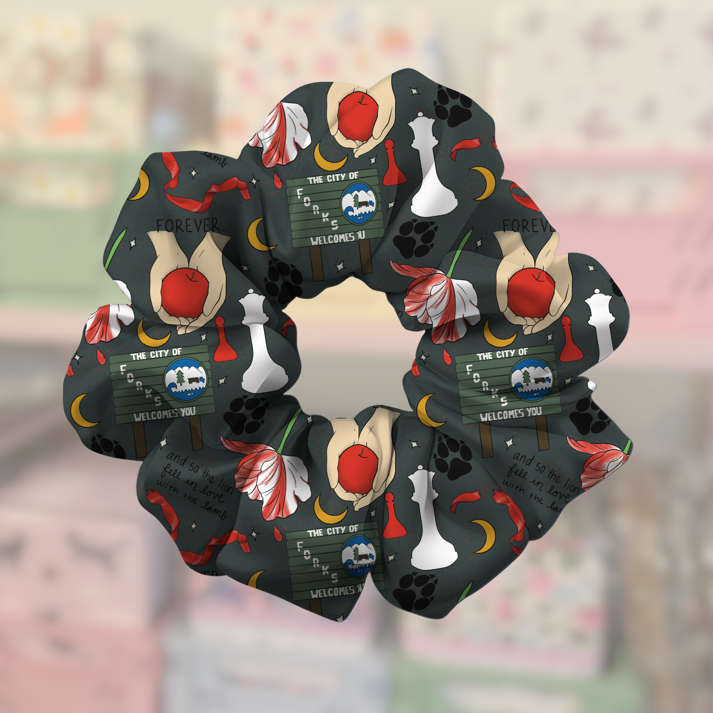 Forks Hoa Hoa Satin Scrunchie