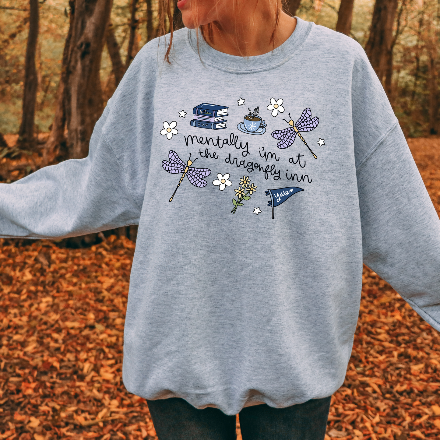 Mentally Im at the Dragon Fly, Stars Hallow Crewneck Sweatshirt