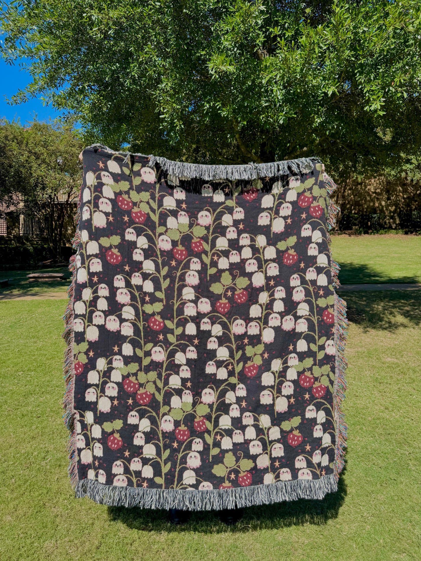 Ghostie Garden Whimsical Woven Blanket
