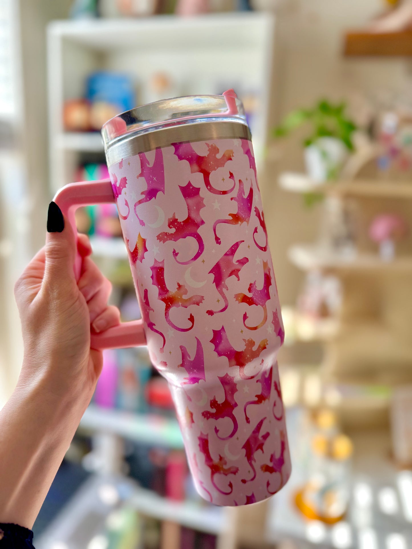 Pink Dragon Rider Bookish 40 oz Thermal Tumbler