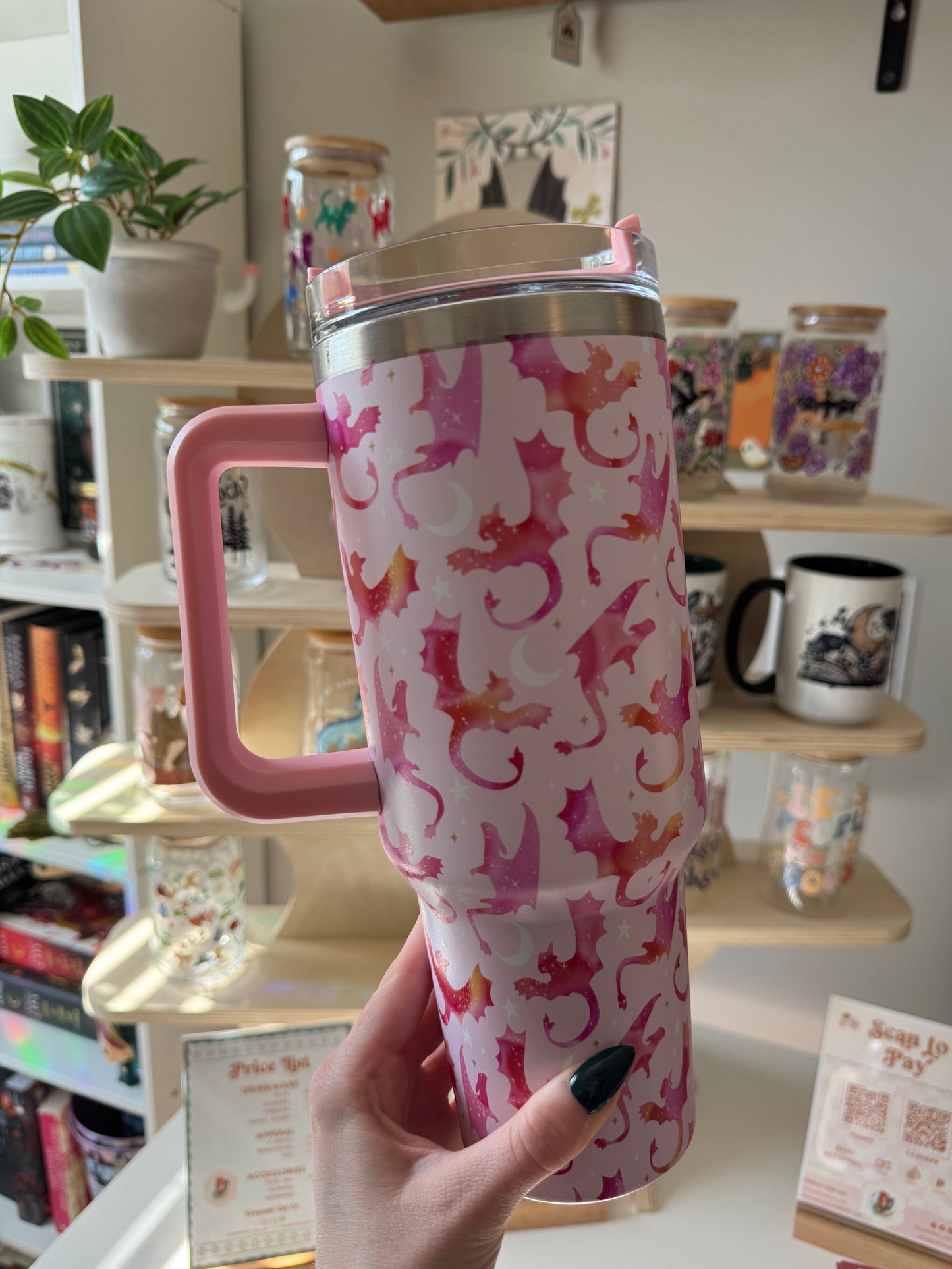 Pink Dragon Rider Bookish 40 oz Thermal Tumbler