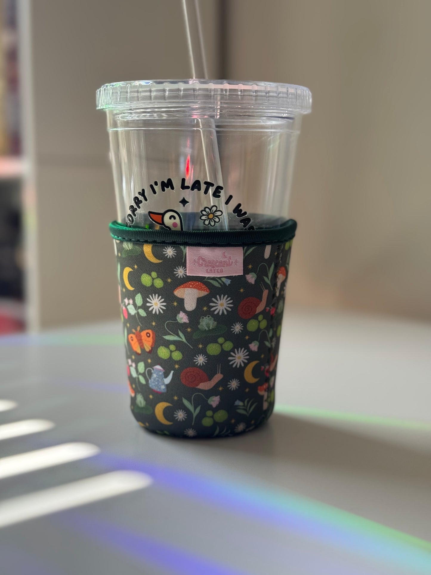 Cottagecore Gardener Iced Coffee Sleeve, Bookish Drink Accessories