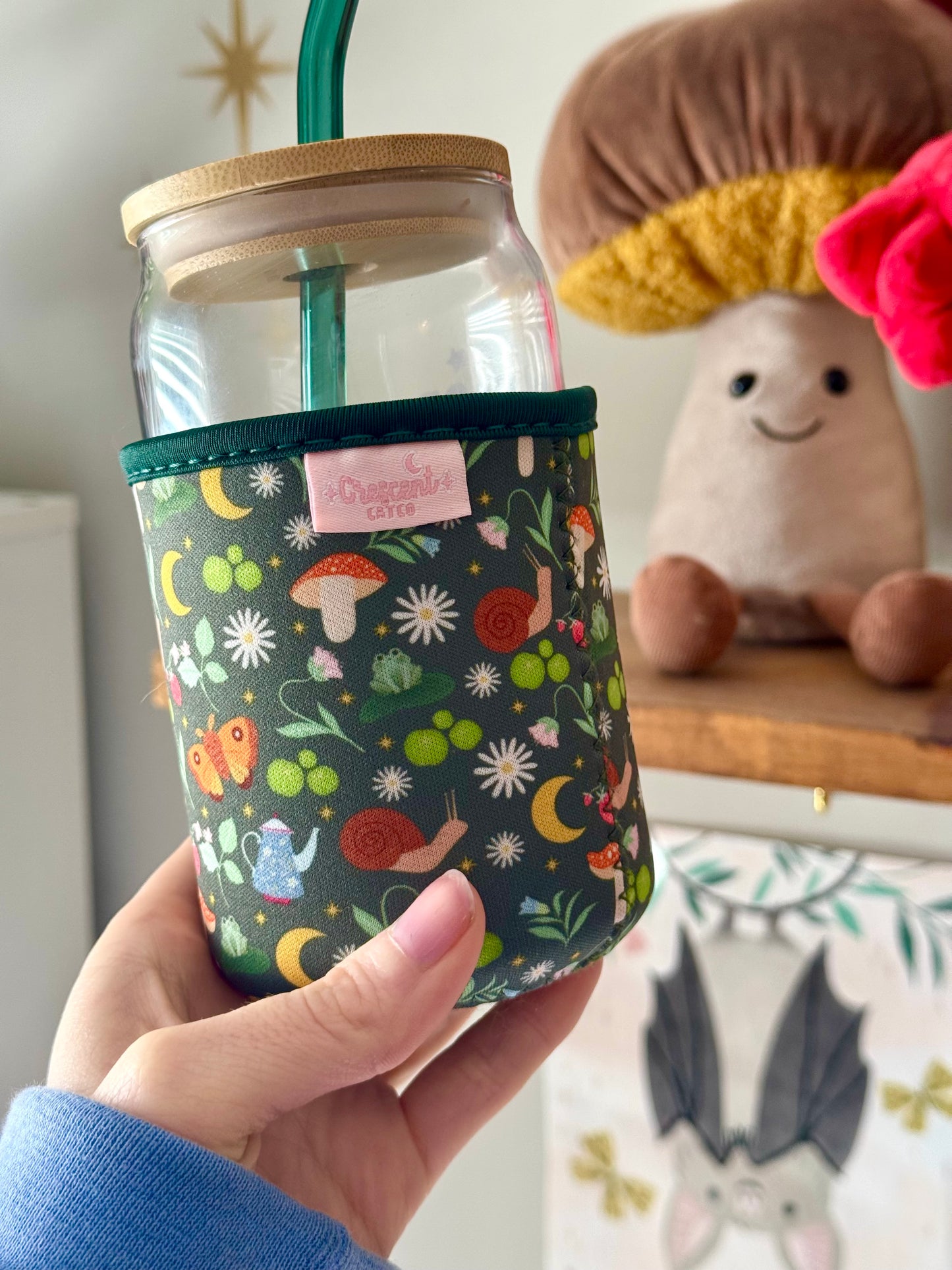 Cottagecore Gardener Iced Coffee Sleeve, Bookish Drink Accessories