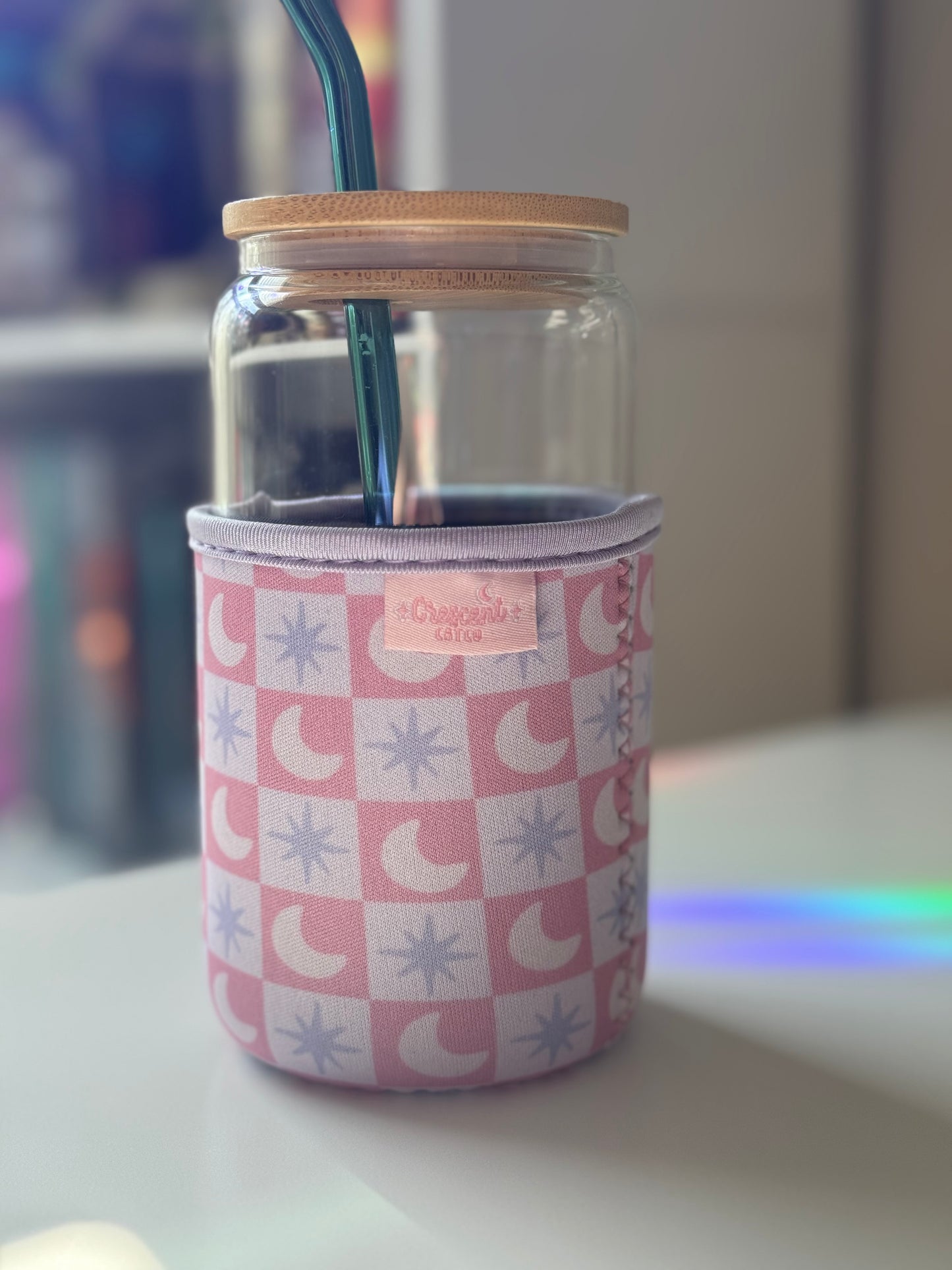 Pastel Celestial Iced Coffee Sleeve, Bookish Drink Accessories