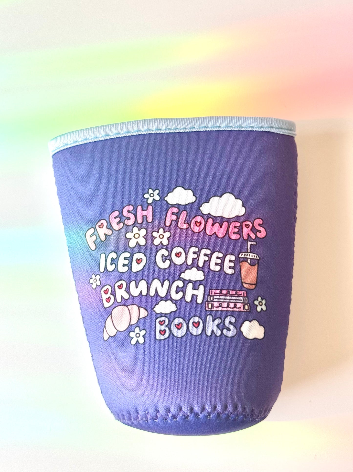 Flowers Iced Coffee Books and Brunch Iced Coffee Sleeve, Bookish Drink Accessories