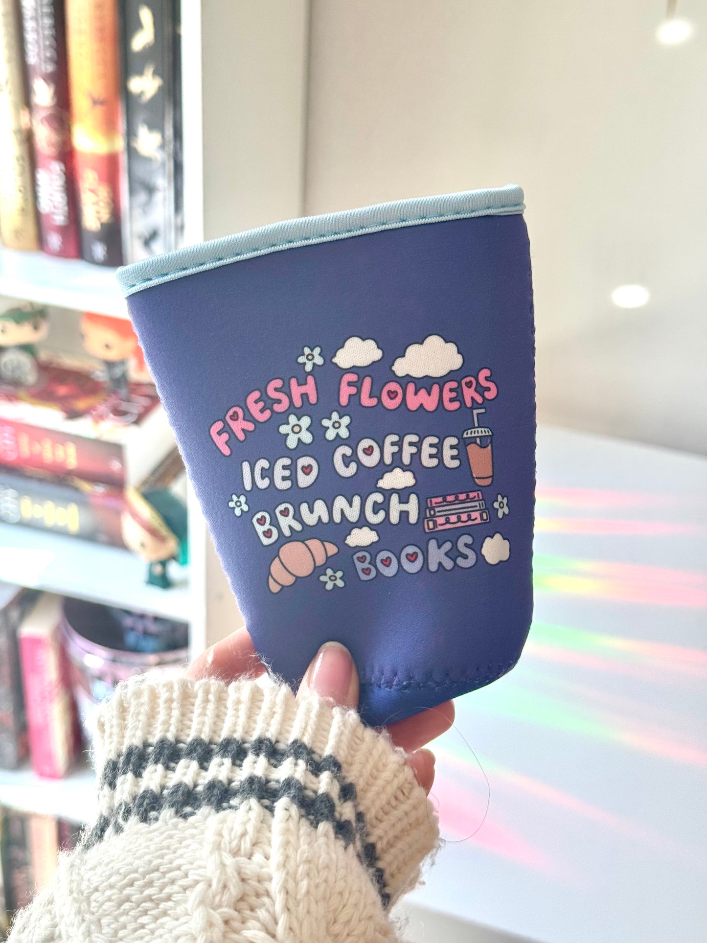 Flowers Iced Coffee Books and Brunch Iced Coffee Sleeve, Bookish Drink Accessories