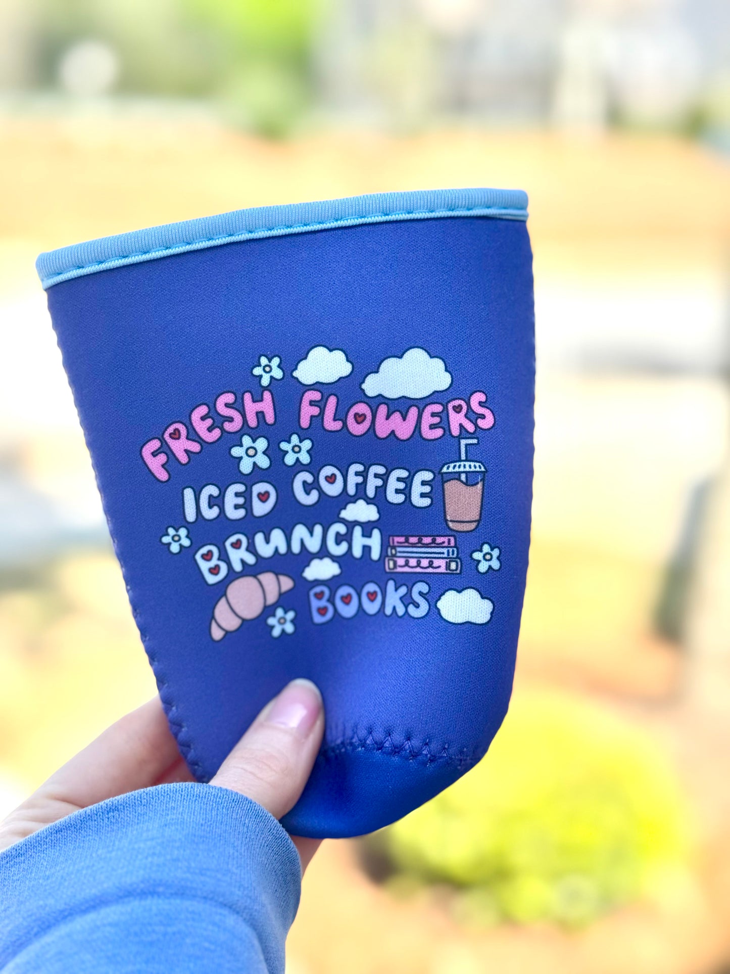 Flowers Iced Coffee Books and Brunch Iced Coffee Sleeve, Bookish Drink Accessories