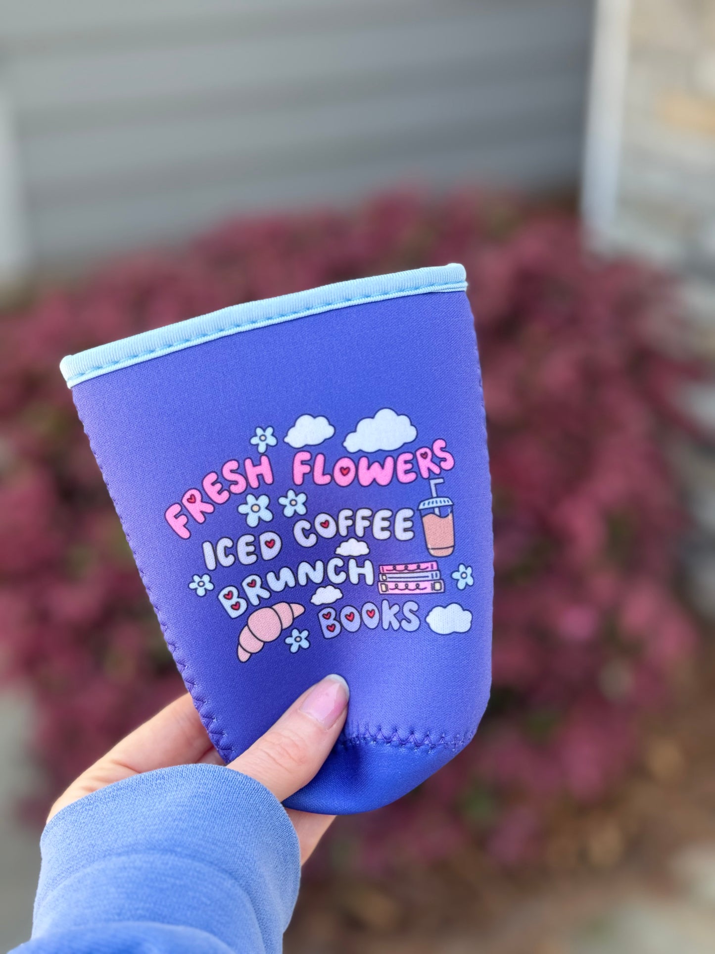 Flowers Iced Coffee Books and Brunch Iced Coffee Sleeve, Bookish Drink Accessories