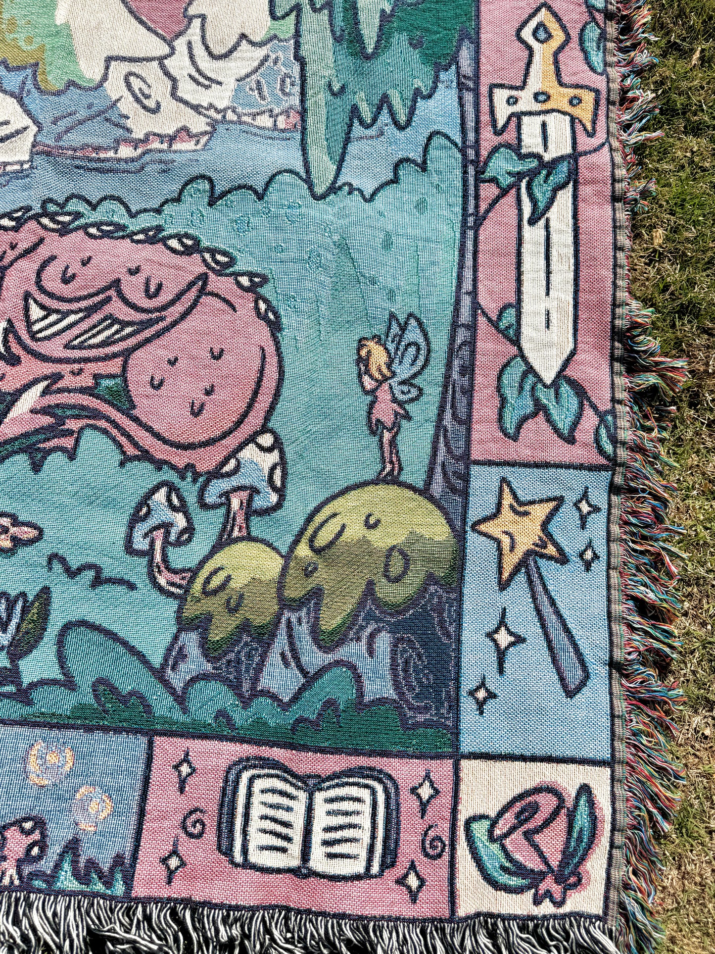 Fantasy Reader Whimsical Dragon Woven Blanket