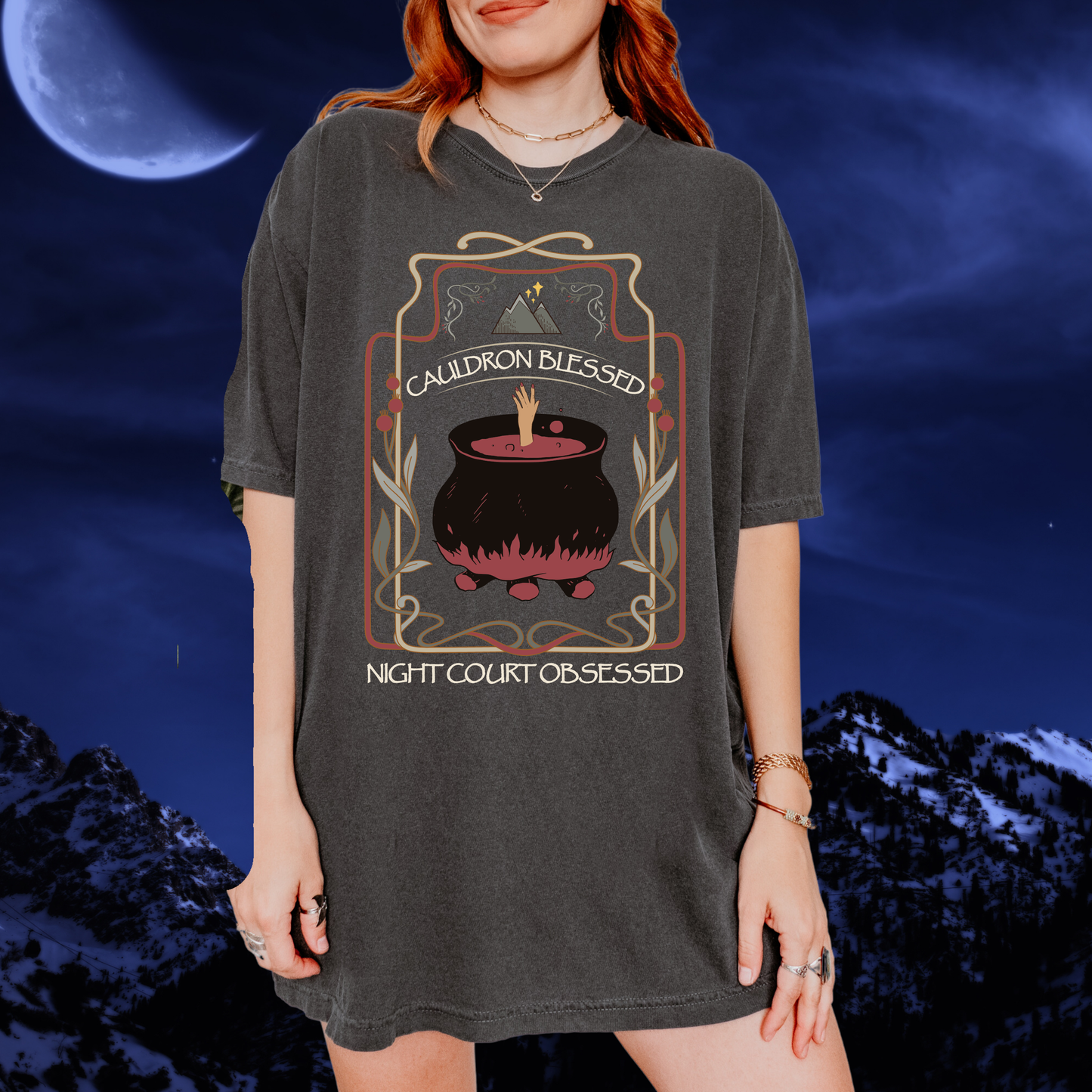 Cauldron Blessed Night Court Obsessed T-Shirt | Officially Licensed ACOTAR Merch