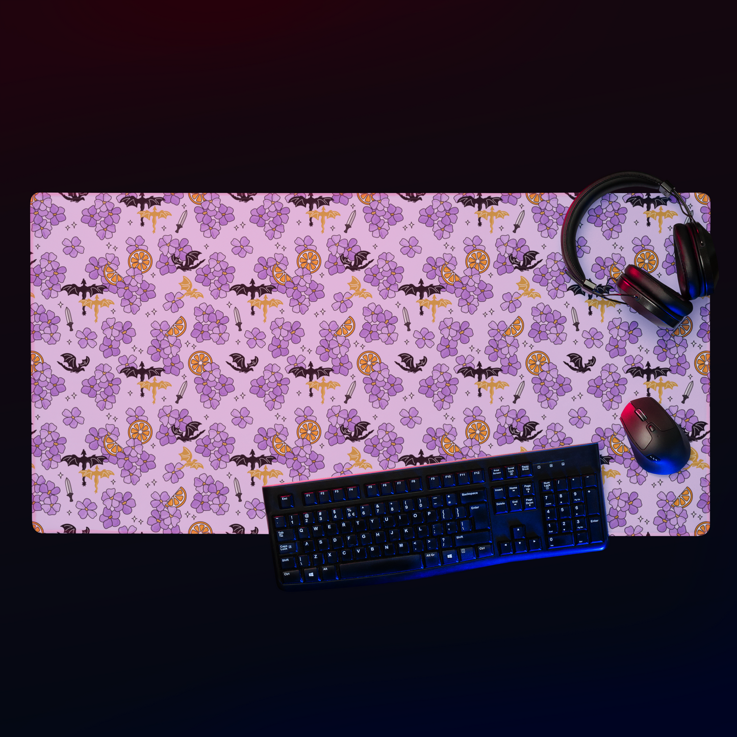 Violet Dragon Rider Gaming Mouse Pad