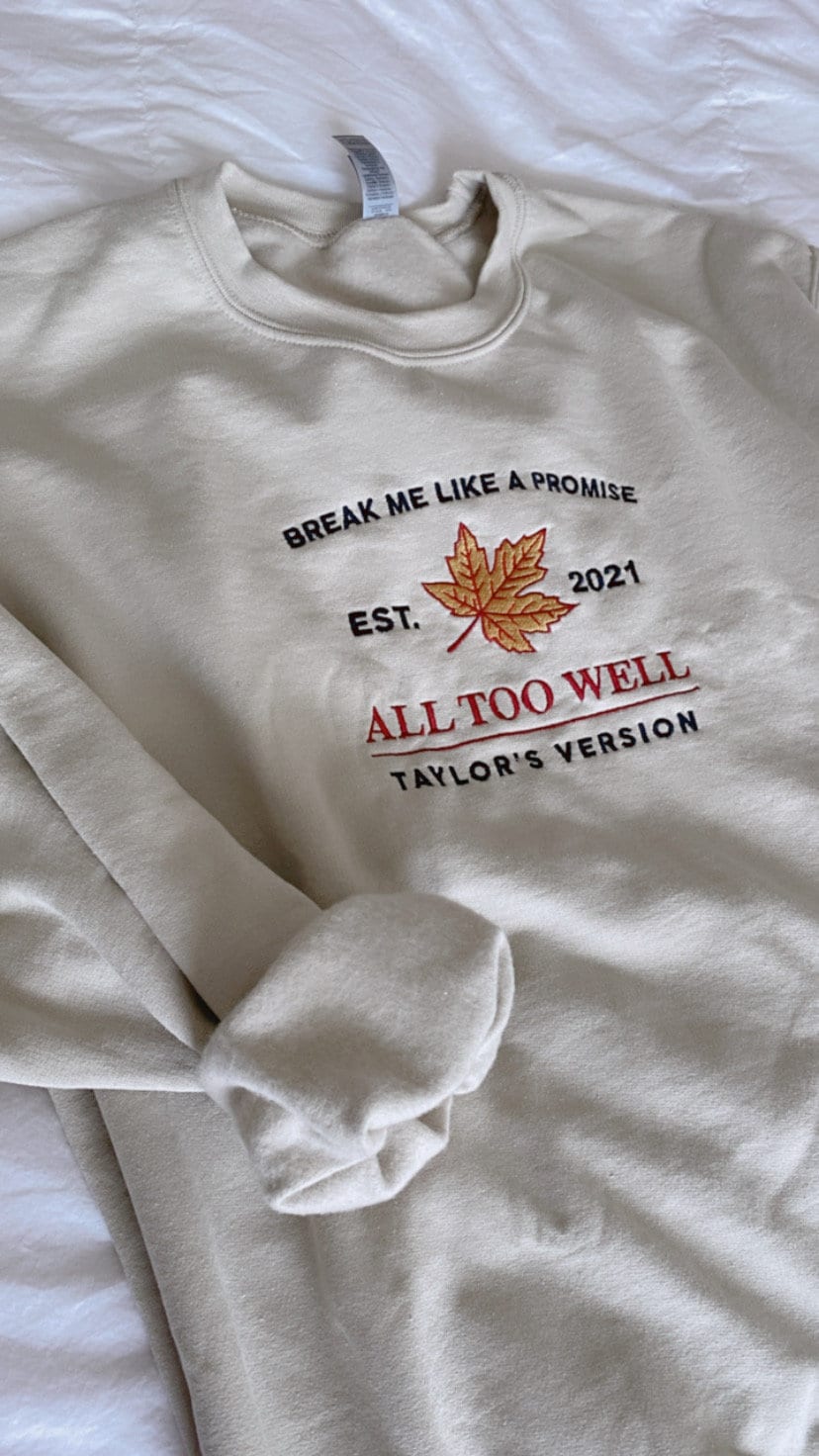 All Too Well Embroidered Sweatshirt | TS Merch | Swift Eras Tour Shirt | Red TV From the Vault | Red Scarf Jake | Taylor Crewneck Swift Gift
