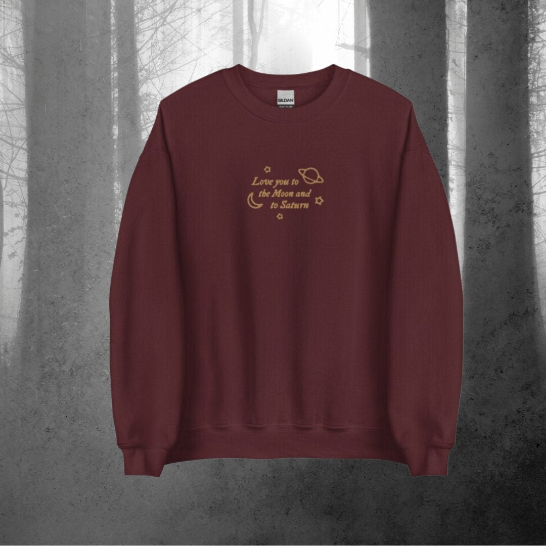 Love You to the Moon and to Saturn Embroidered Sweatshirt | TS Merch | Swift Fan Gifts | Era Concert Outfit | Folklore Seven | F