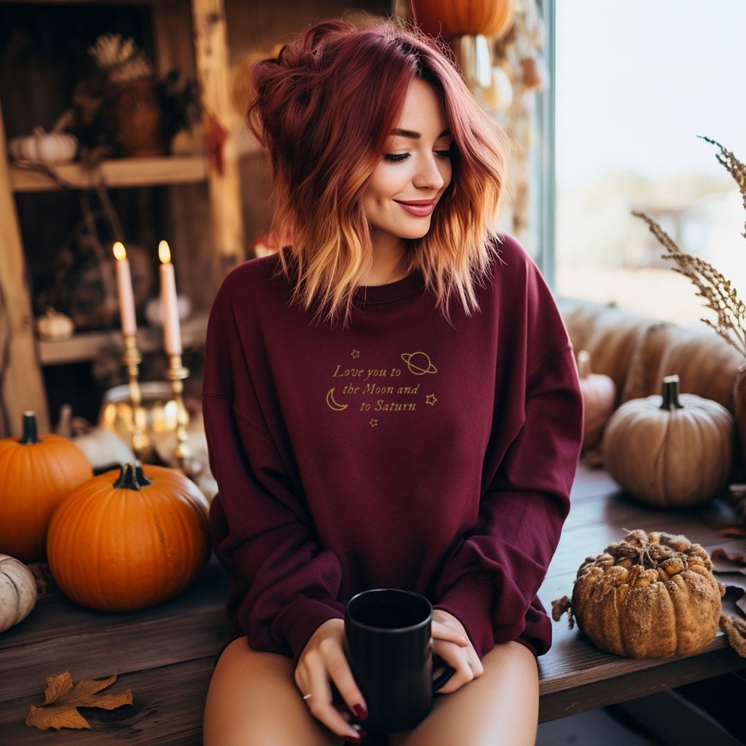 Love You to the Moon and to Saturn Embroidered Sweatshirt | TS Merch | Swift Fan Gifts | Era Concert Outfit | Folklore Seven | F