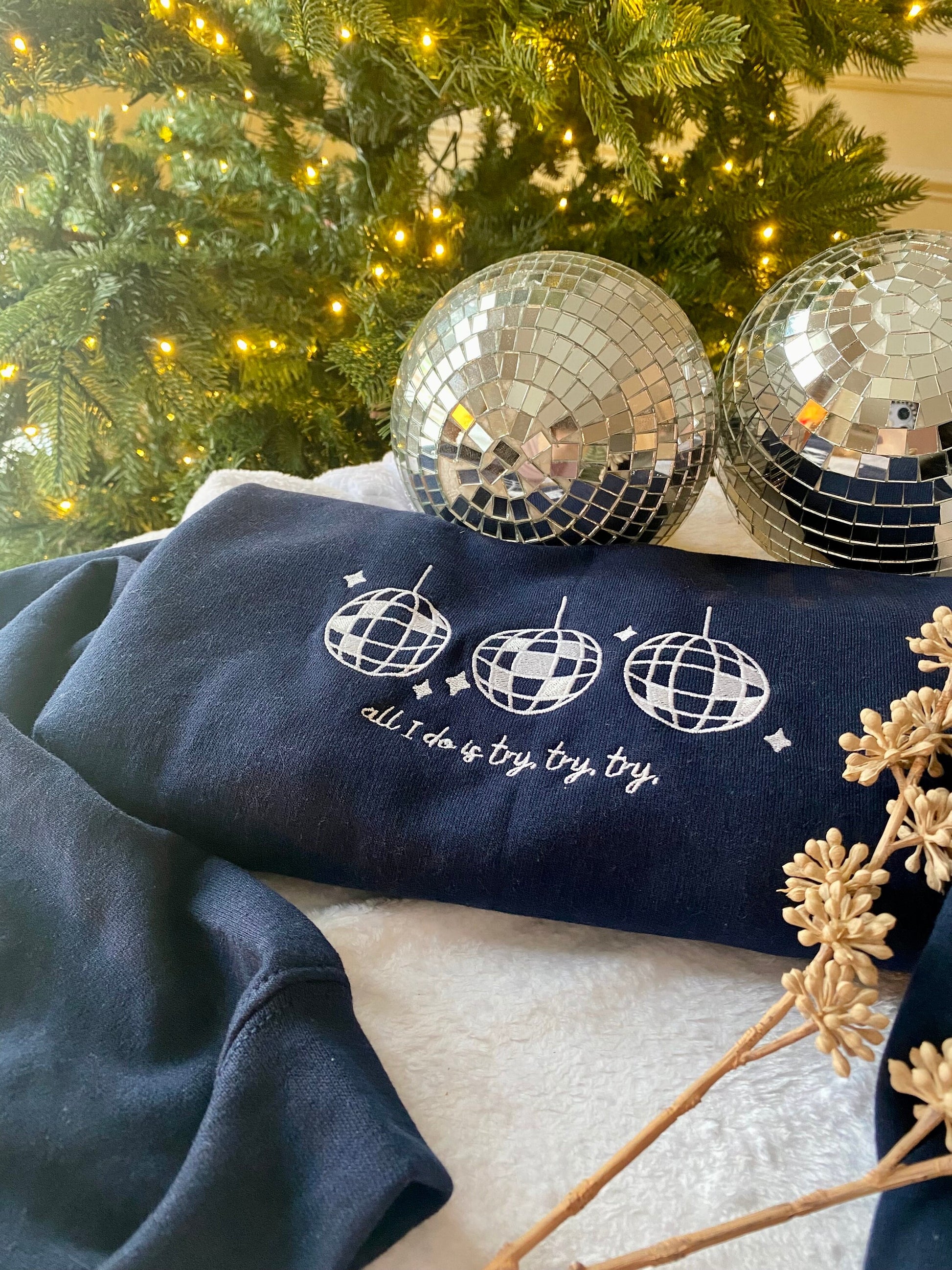 Mirror Ball Embroidered Crewneck | Taylor Folklore Sweatshirt | Minimal TS Merch | Holiday Presents Christmas Gift for TS Fan