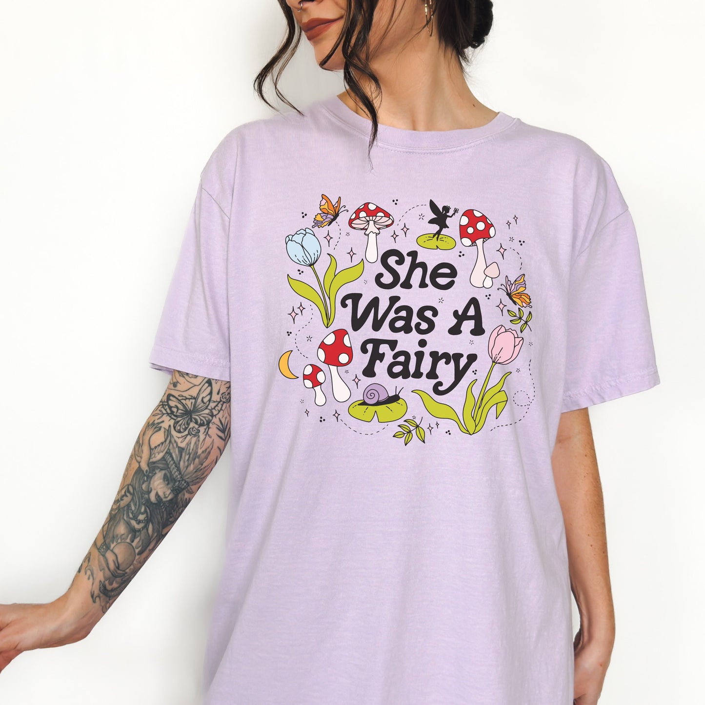 She was a Fairy Cottage core T Shirt | Spring Fairycore Shirt | Mushroom Frogs Snails and Magic | Fantasy Lover Gift