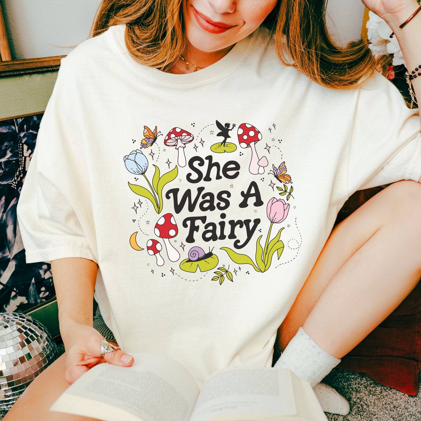 She was a Fairy Cottage core T Shirt | Spring Fairycore Shirt | Mushroom Frogs Snails and Magic | Fantasy Lover Gift
