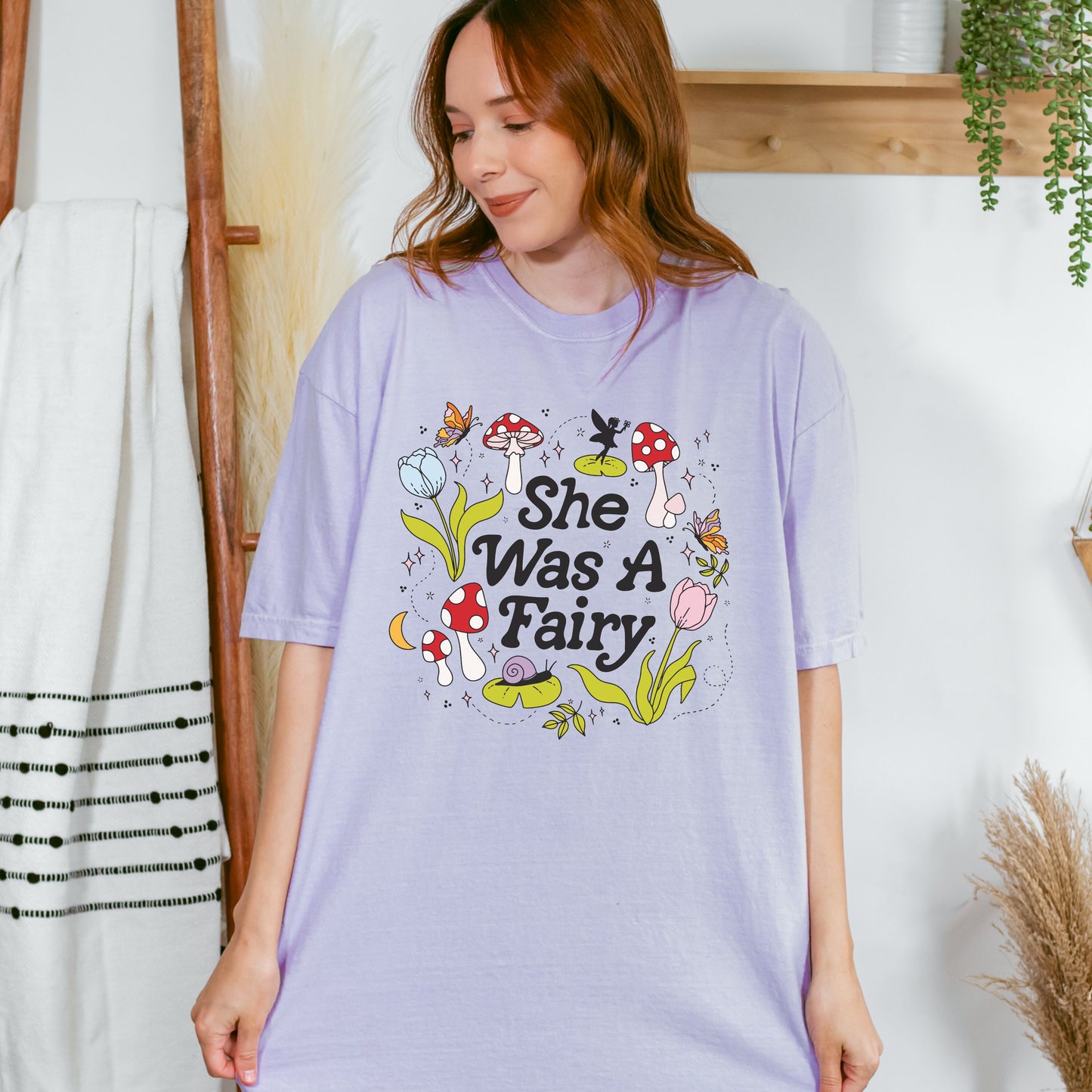 She was a Fairy Cottage core T Shirt | Spring Fairycore Shirt | Mushroom Frogs Snails and Magic | Fantasy Lover Gift