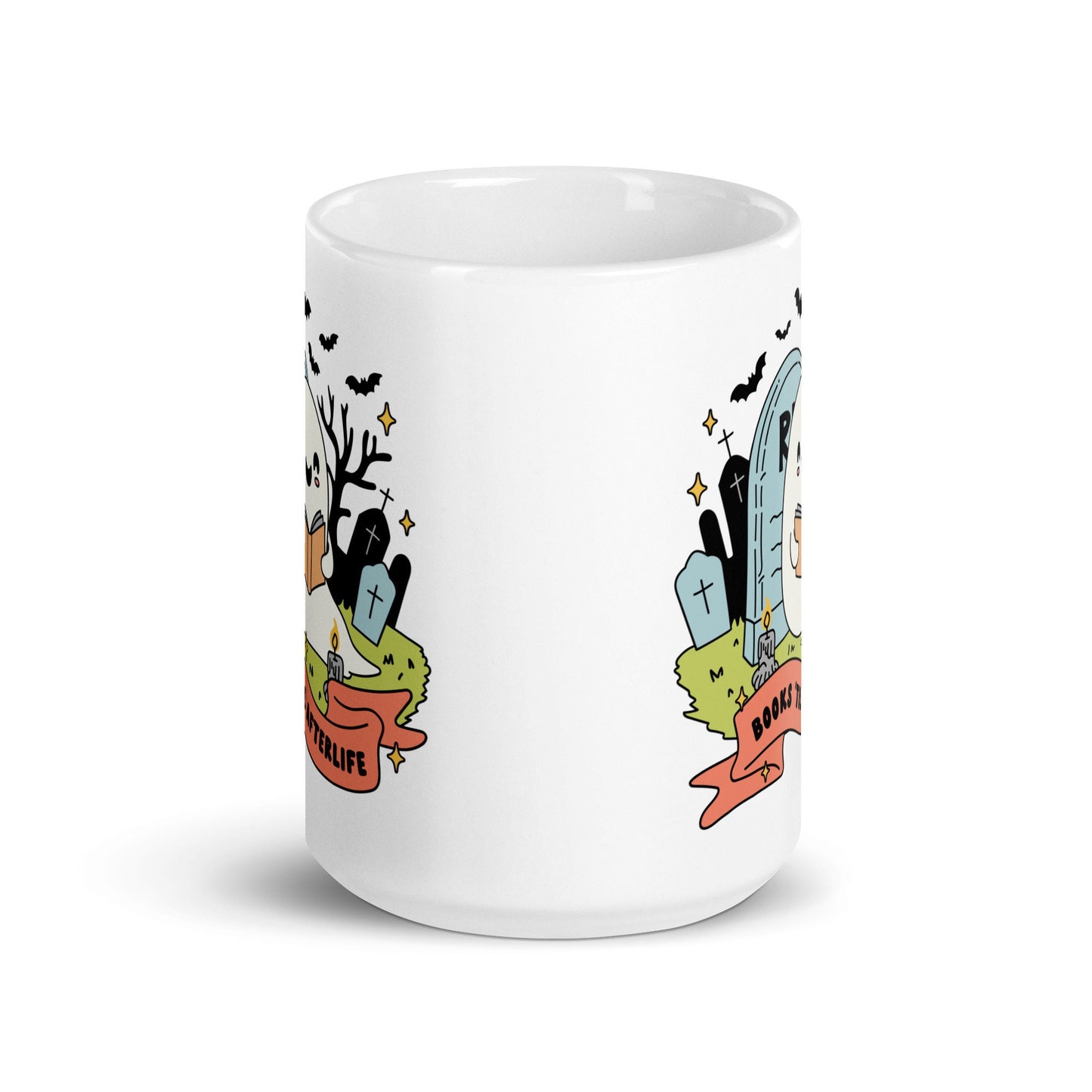 Books till After life Mug | Spooky Cute Halloween Coffee Cup | Cute Ghost Mug