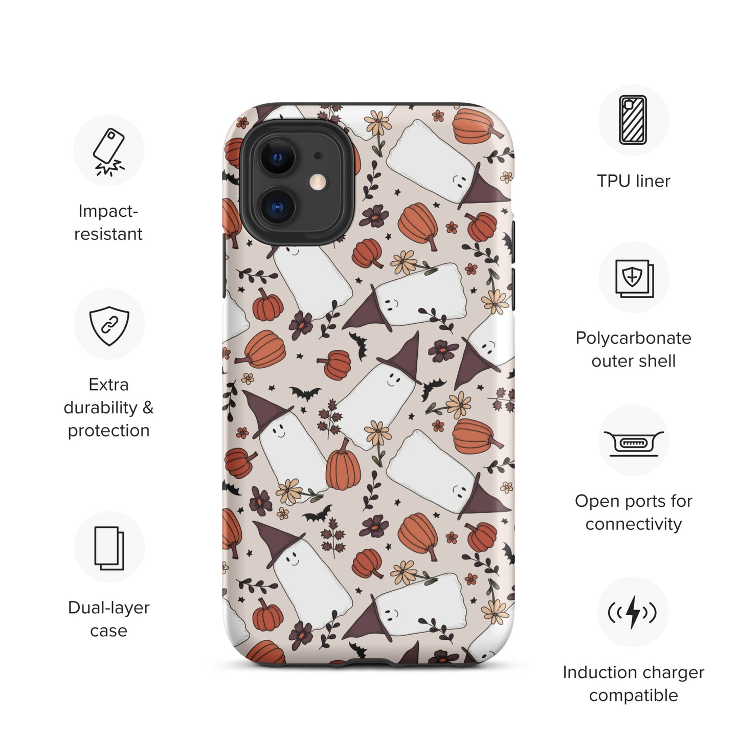 Spooky Cute Witchy Ghost Tough Case for iPhone