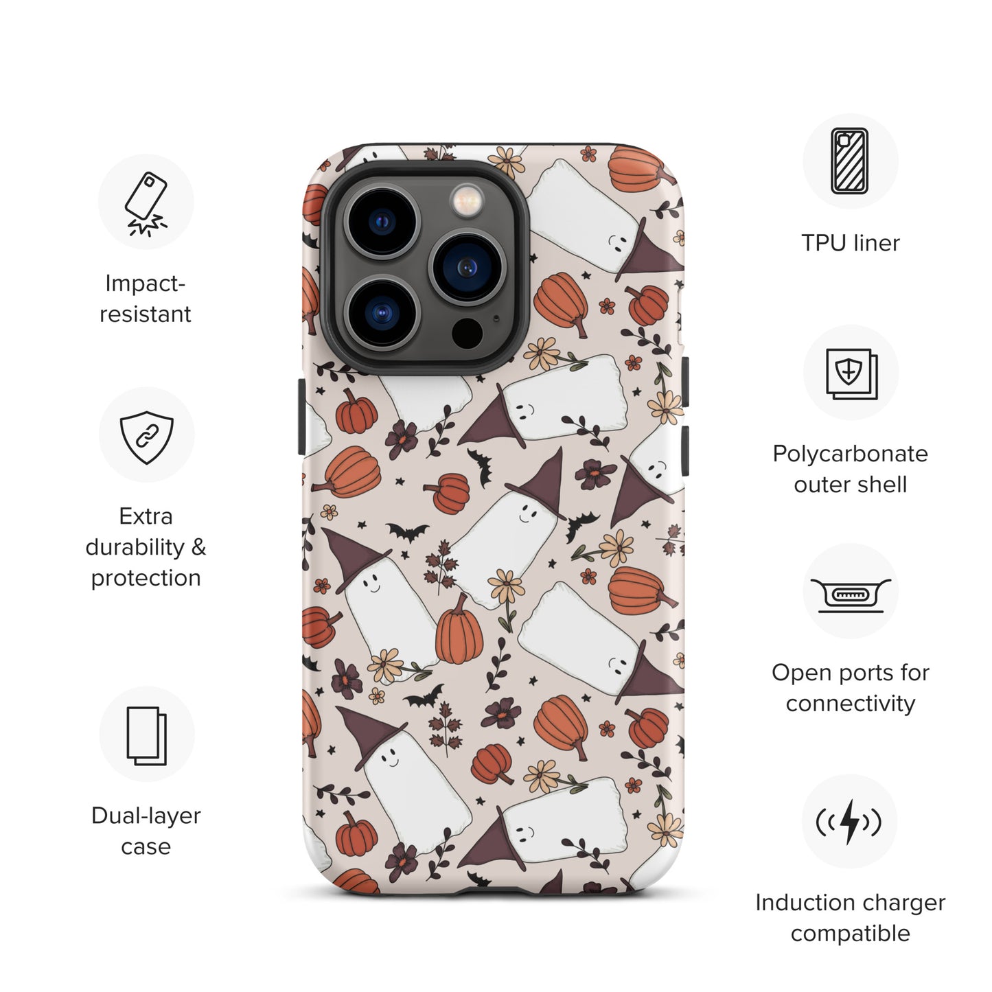 Spooky Cute Witchy Ghost Tough Case for iPhone