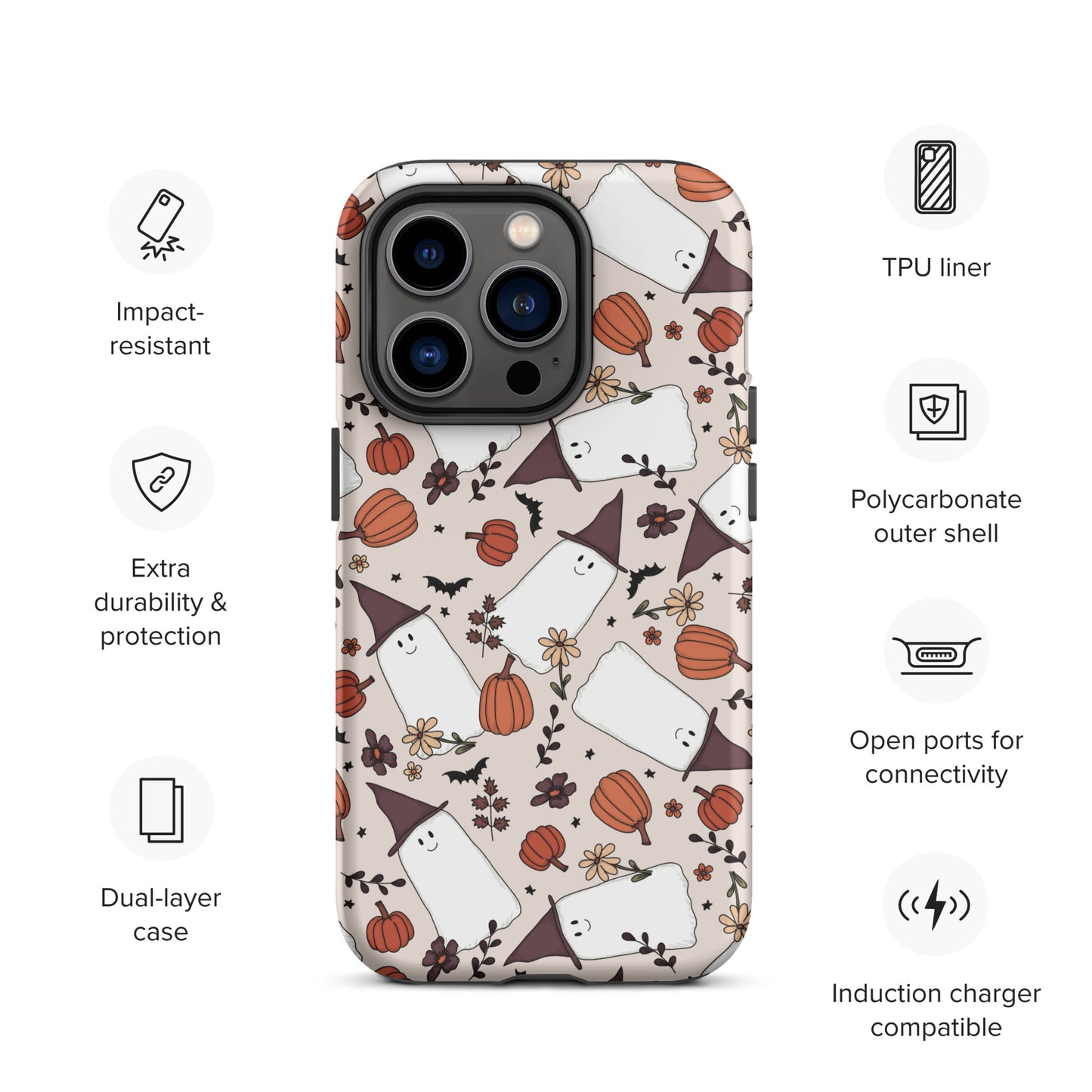Spooky Cute Witchy Ghost Tough Case for iPhone