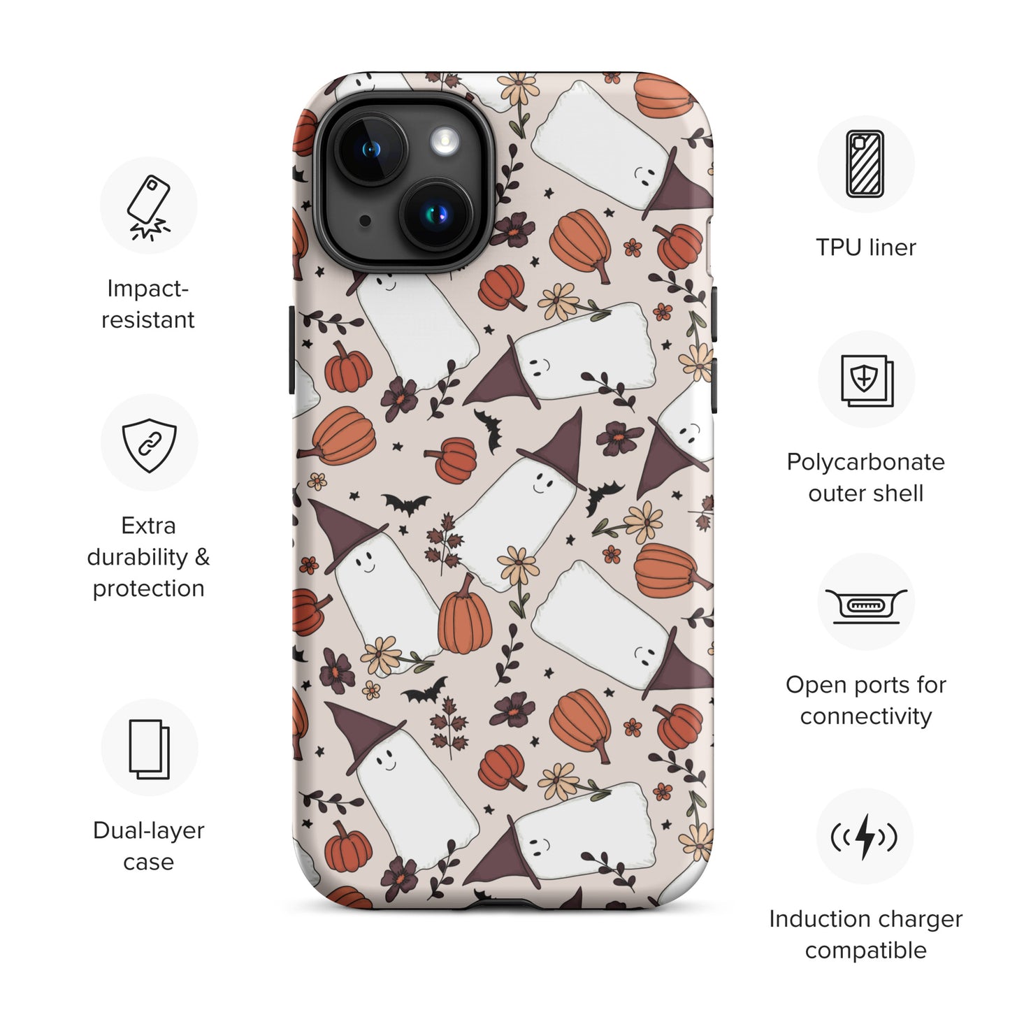 Spooky Cute Witchy Ghost Tough Case for iPhone