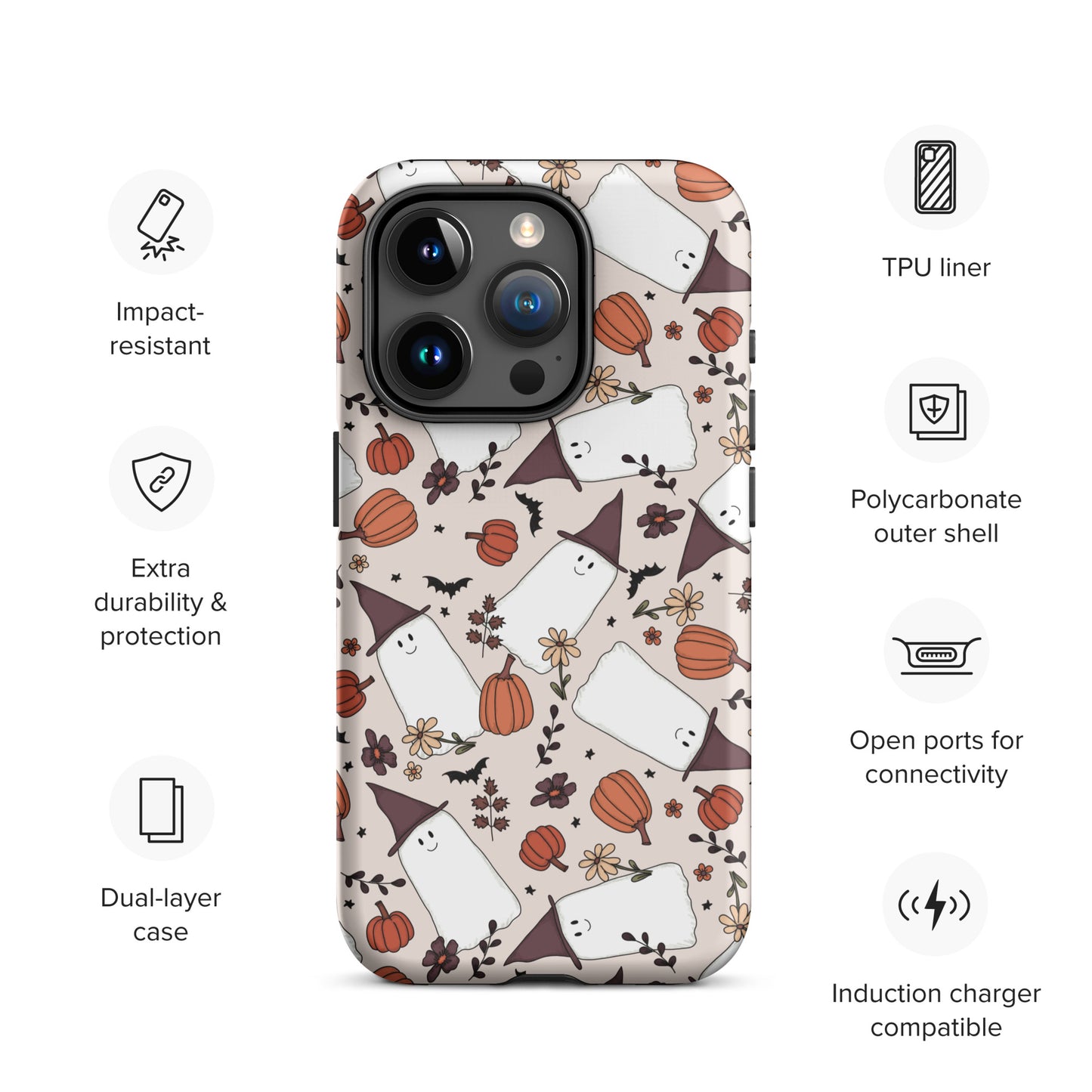 Spooky Cute Witchy Ghost Tough Case for iPhone