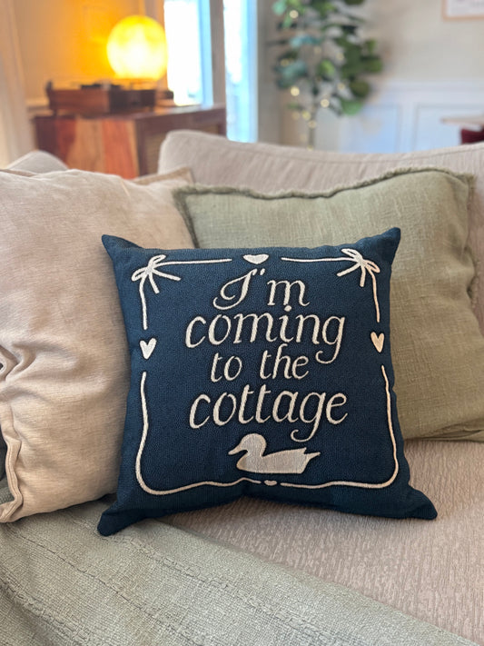 Coming to the Cottage Woven Pillow