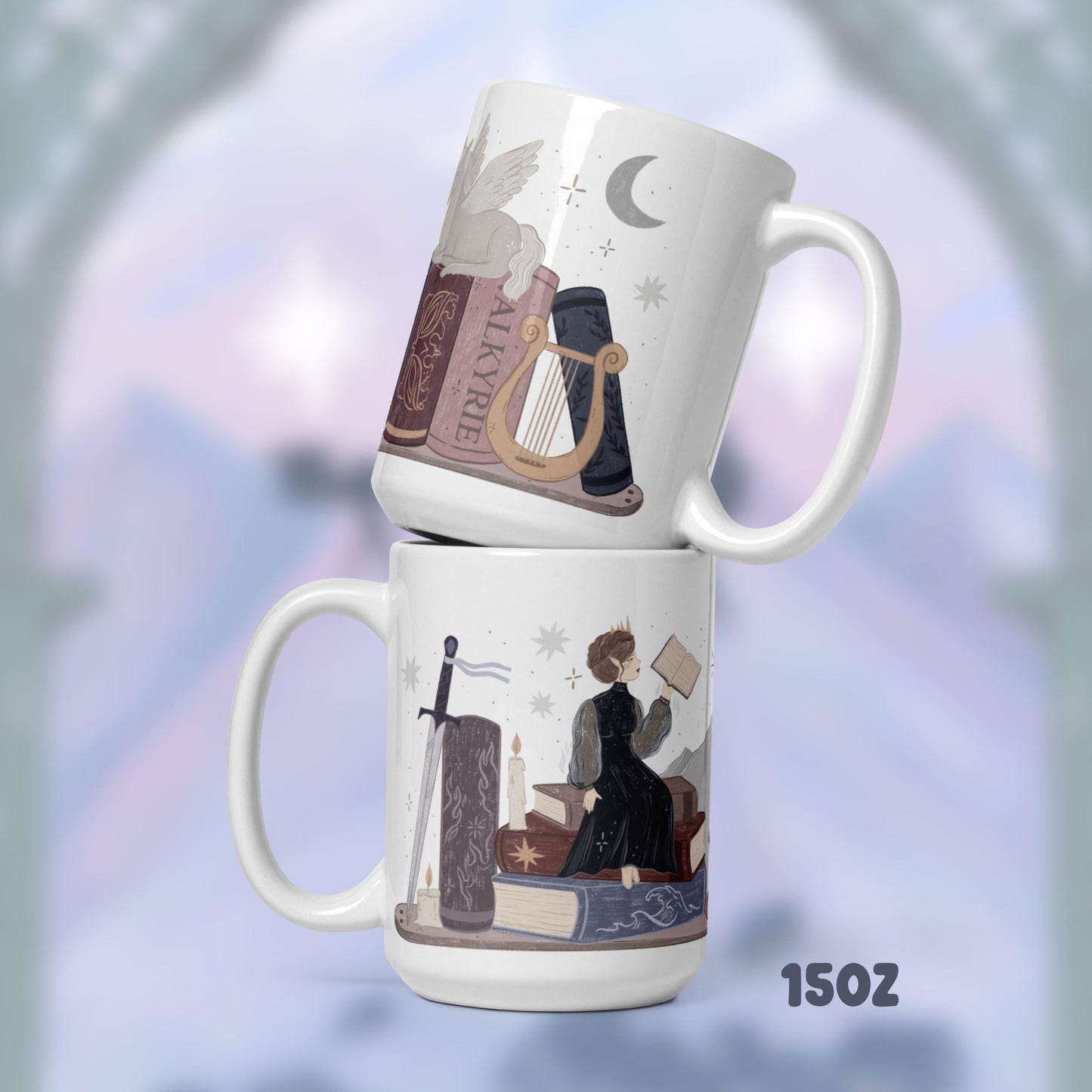 Nesta Archeron ACOTAR Book Stack Mug, Fantasy Reader Gifts, Bookish Coffee Cup, SJM Fan Gifts, Bookworm, The Valkyrie