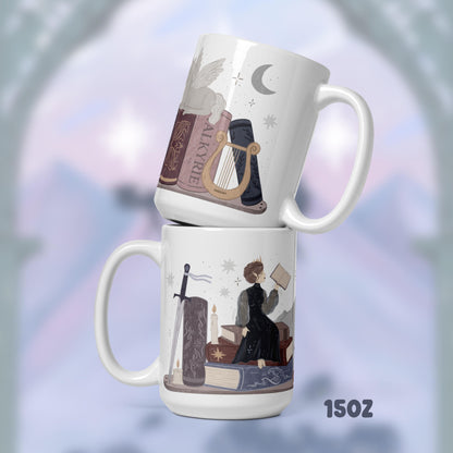Nesta Archeron ACOTAR Book Stack Mug, Fantasy Reader Gifts, Bookish Coffee Cup, SJM Fan Gifts, Bookworm, The Valkyrie