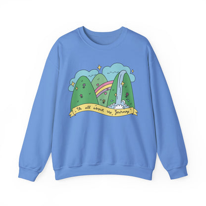 Positive Vibes Crewneck Sweatshirt, Cute Motivational Sweatshirt, Happy Cheerful Gifts, Quirky Trendy Kawaii art, It's All About the Journey