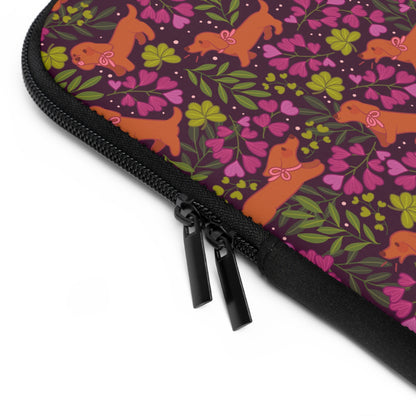 Dachshunds in Bloom Laptop Sleeve | Floral Dog Lover Padded Laptop Case