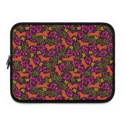 Dachshunds in Bloom Laptop Sleeve | Floral Dog Lover Padded Laptop Case