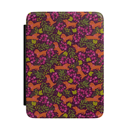 Kawaii Cute Dachshund Kindle Case, Puppies and Florals eReader, Reader Gifts, Dog Mom