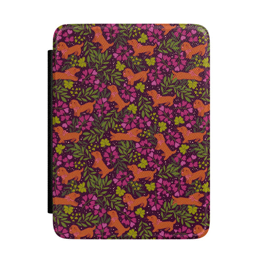 Kawaii Cute Dachshund Kindle Case, Puppies and Florals eReader, Reader Gifts, Dog Mom
