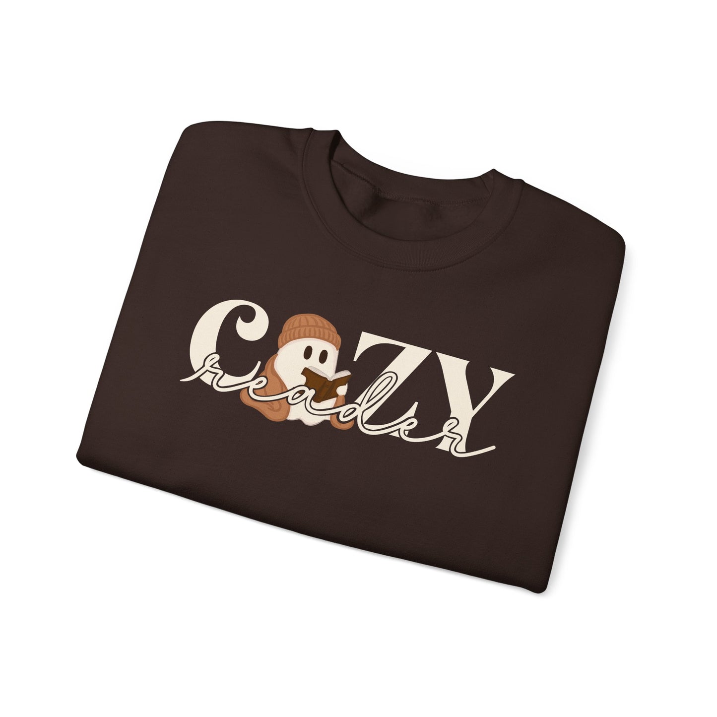 Cozy Reader Ghostie Crewneck, Spooky Cute Bookish Fall Sweatshirt