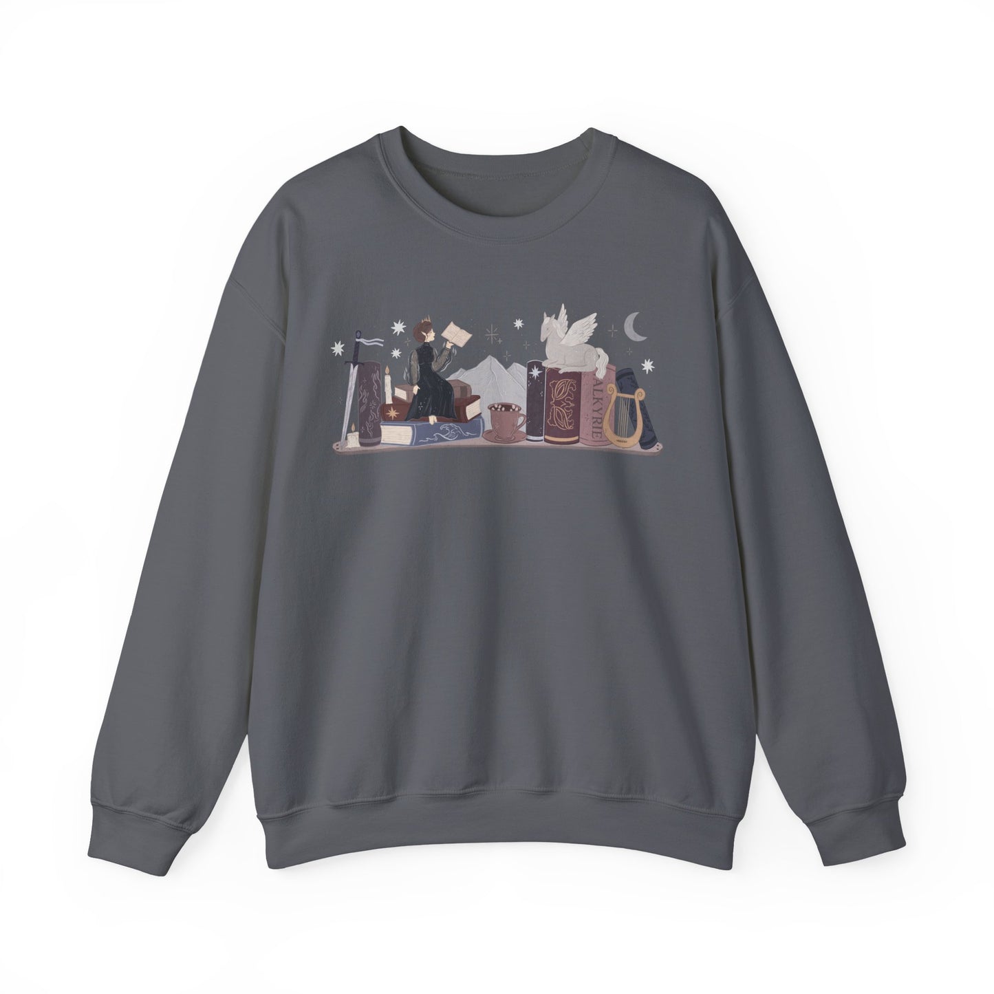 Nesta ACOTAR Bookshelf Gildan Crewneck Sweatshirt, SJM Fantasy Reader Merch, Velaris Night Court, Valkyrie, Bookish Gifts